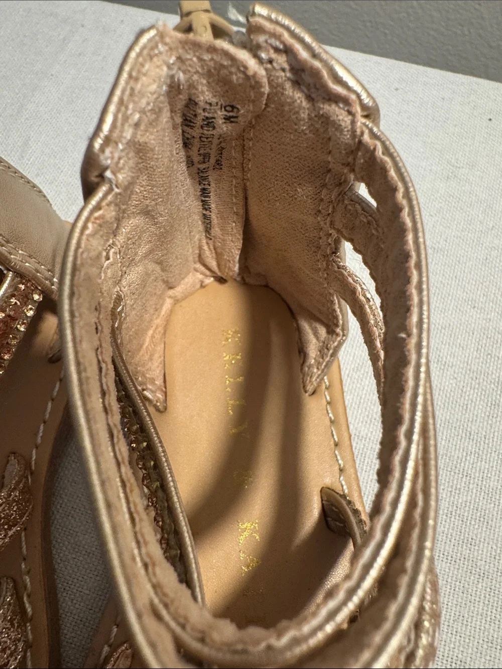 Toddler Girls' Strappy Glitter Braided Gladiator Sandals - Rose Gold